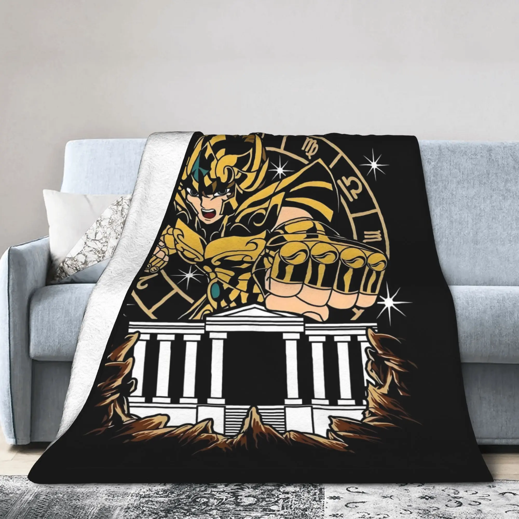 Custom Aioria de Leo Saint Seiya Knights of The Zodiac  Blankets Warm Flannel Anime Manga Cartoon  Throw Blanket