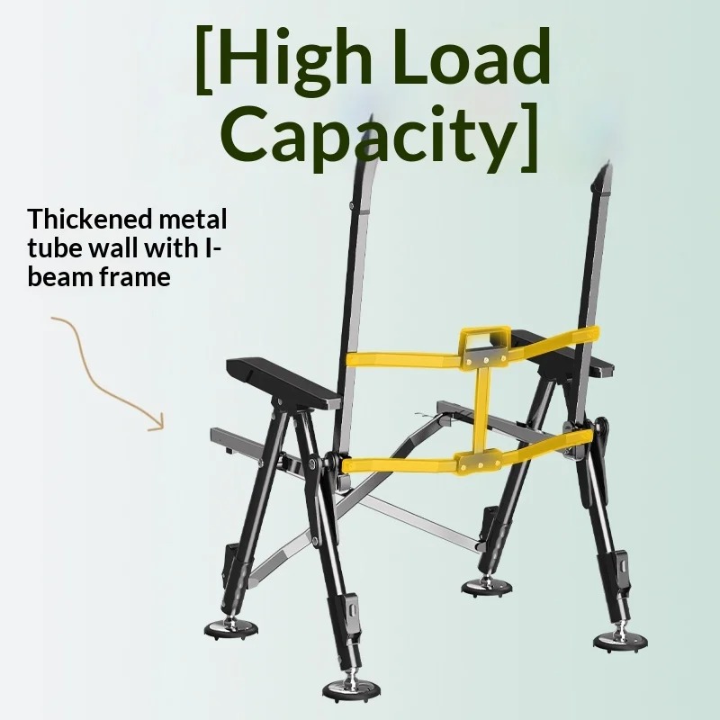 كرسي صيد محمول قابل للطي خفيف الوزن مبطن من الألومنيوم ومسند ظهر قابل للتعديل وحامل قضيب وحقيبة حمل للتخييم في الهواء الطلق #4