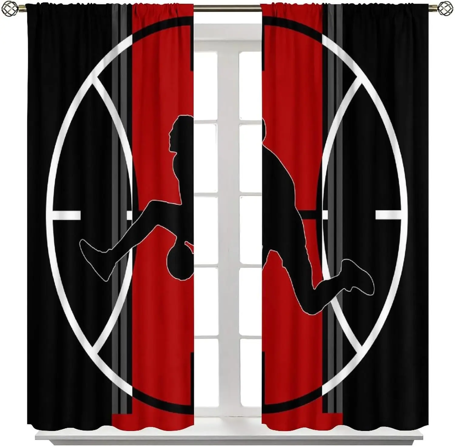 Sports Boys Curtains, Cartoon Hand Painted Basketball Tactical Board Jersey Window Drapes for Kids and Adolescents Bedroom