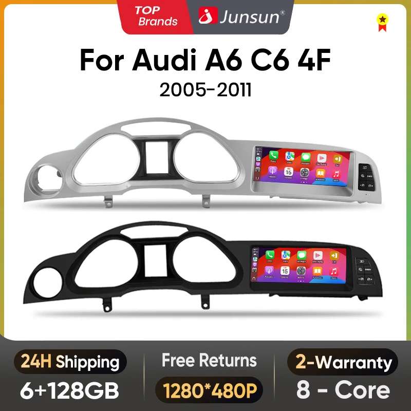 Junsun 8.8 inch CarPlay For Apple Car Radio Multimedia For Audi A6 C6 4F 2005-2011 Bluetooth Wireless Android Auto GPS Stereo