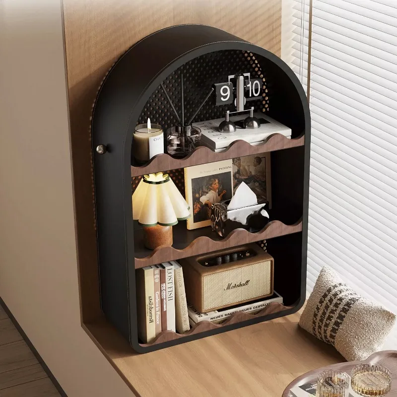 Ground Metal Bookshelf Black Desktop Small Show Perfume Bookshelf Trinket Figure Slim Estantes Prateleiras Room Accessories
