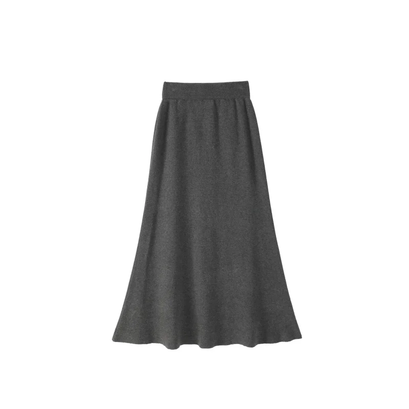 가을 겨울 니트 피테일 미디 스커트 다용도 슬림 여성 패션 캐주얼 슬레 스탠드 핏 A라인 스커트