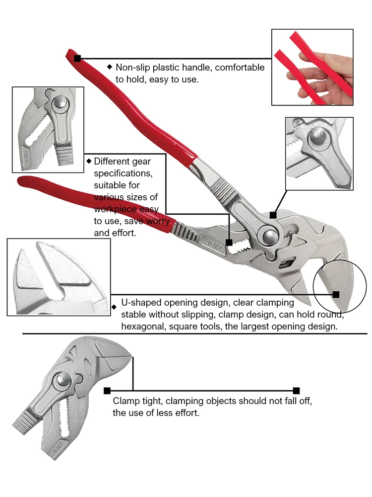 Pince de conduite d'eau à bec d'aigle, pince de presse Spblown réglable multifonctionnelle, outils ménagers de vaccination à grande ouverture, 10 po