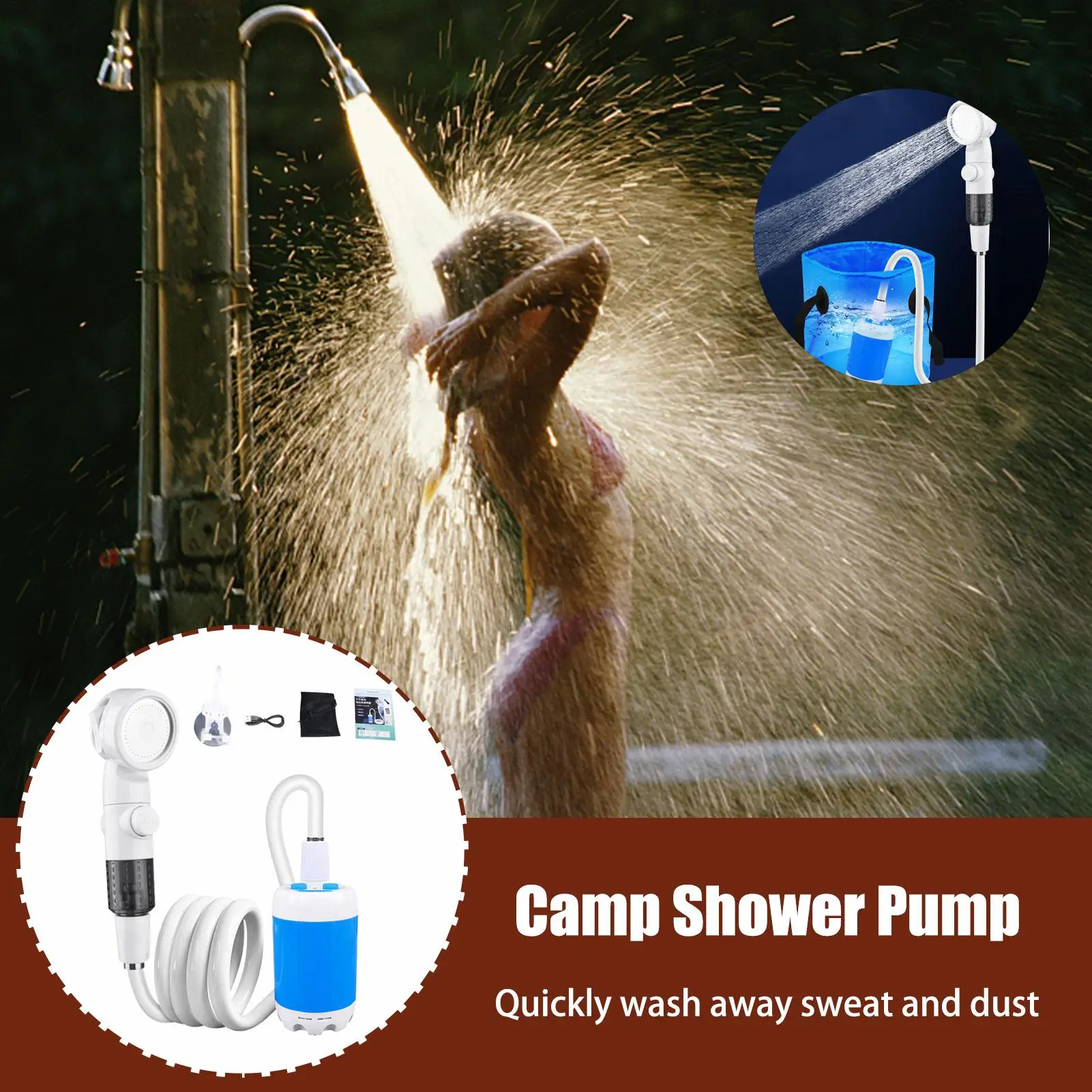 

Портативный душ для кемпинга, перезаряжаемый электрический насос для душа, электрическая насадка-распылитель для мойки автомобилей, палатка, ванная комната, сад, пляж, Rv