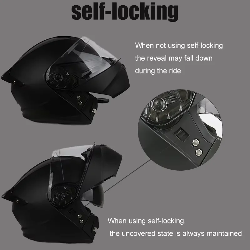 Uchoose DOT المعتمدة خوذات لكامل الوجه تحطم دراجة نارية واقية الرجال النساء الوجه حتى خوذة دراجة نارية مزدوجة الشمس قناع