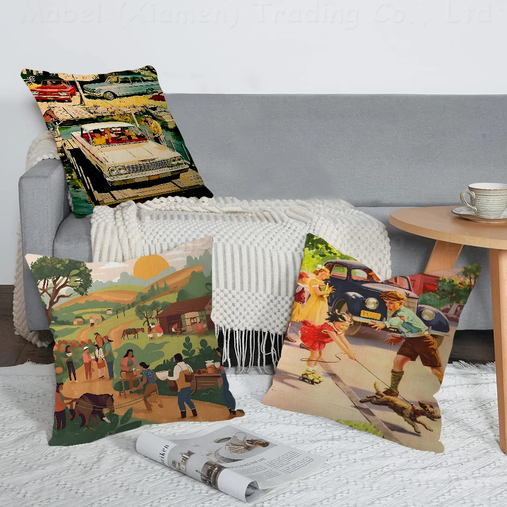 

American Retro Rural LifePillow Gift Home Office Decoration Pillow Bedroom Sofa Car Cushion CoverPillow Case