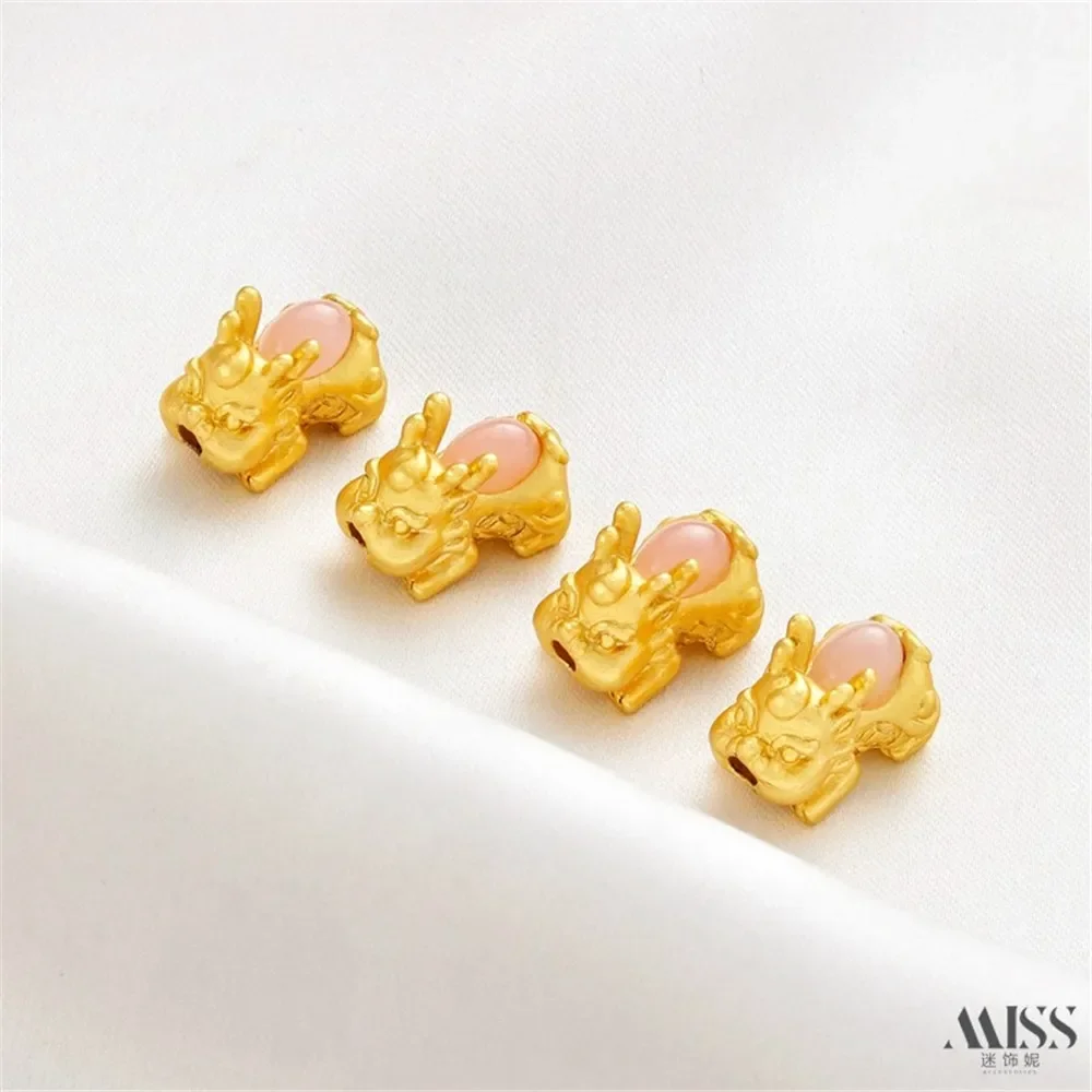 

Позолоченные матовые золотые драгоценные камни 18 карат для богатства Pixiu, подвеска со сквозным отверстием, отдельная бусина, браслет «сделай сам», ювелирные аксессуары