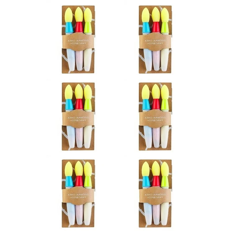 T19C 18X Washable Sidewalk Chalk Paint Brush Set Soft With Foam Brush Head Chalk Paint Stick Paintbrush