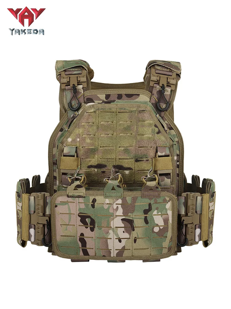 NONE YAKEDA Taktische Plattenträgerweste, Militär-Molle-Angriffsweste mit Schnellverschluss-Schnallen, verstellbare gepolsterte Riemen, 1000D-Nylon 5
