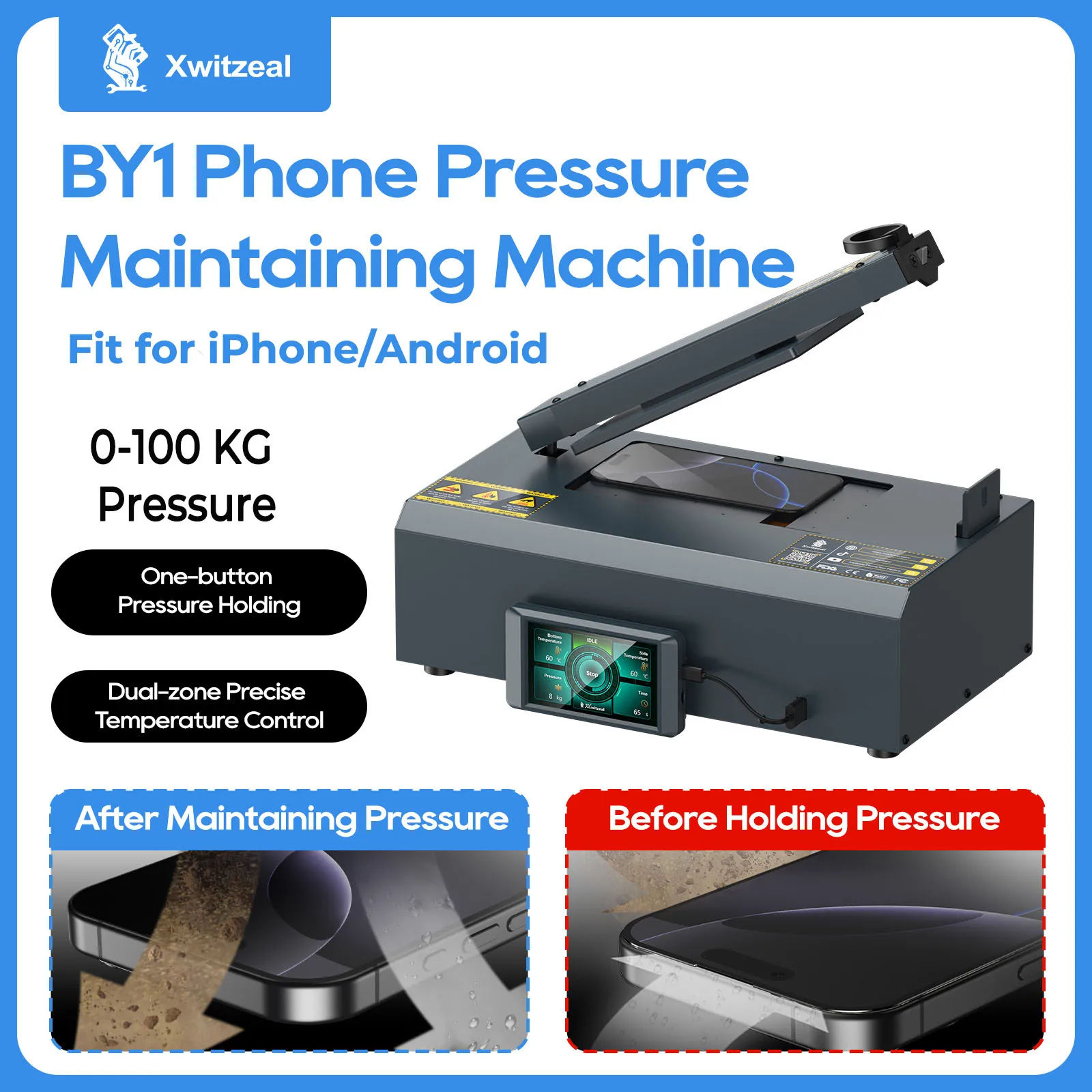 Xwitzeal® BY1 Universal Phone Heating Holding Pressure Maintaining Machine Mobile Phone Sealing Laminating Platform Repair Tool