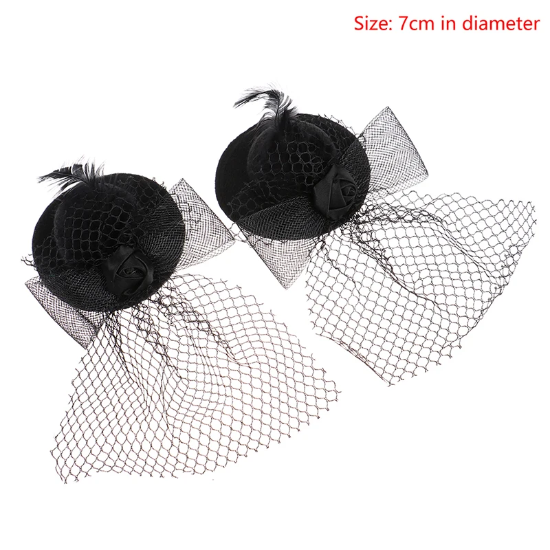 Chapeau en maille de diamètre de 7CM, modèle de poupée 1:6, Simulation Miniature de maison de poupée, chapeau en maille noire, modèle de jouet pour enfant, accessoires en tissu, 1 pièce