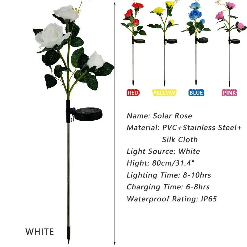 Solar LED Blume Lichter Im Freien Wasserdichte Garten Landschaft Lampe Intelligente Licht Control Rose Blume Hause Dekorative