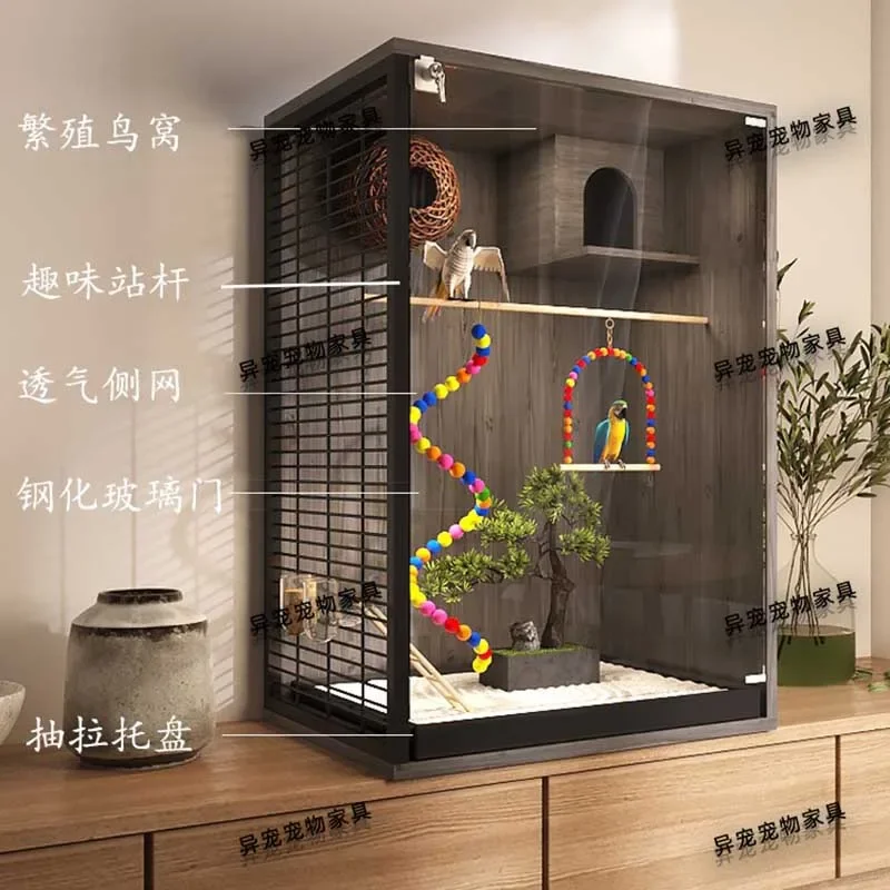 Wooden Large Bird Cages Cockatiel Perch Stand Budgie Bird Cages House Canary Decoration Playground Pour Oiseaux Home Products