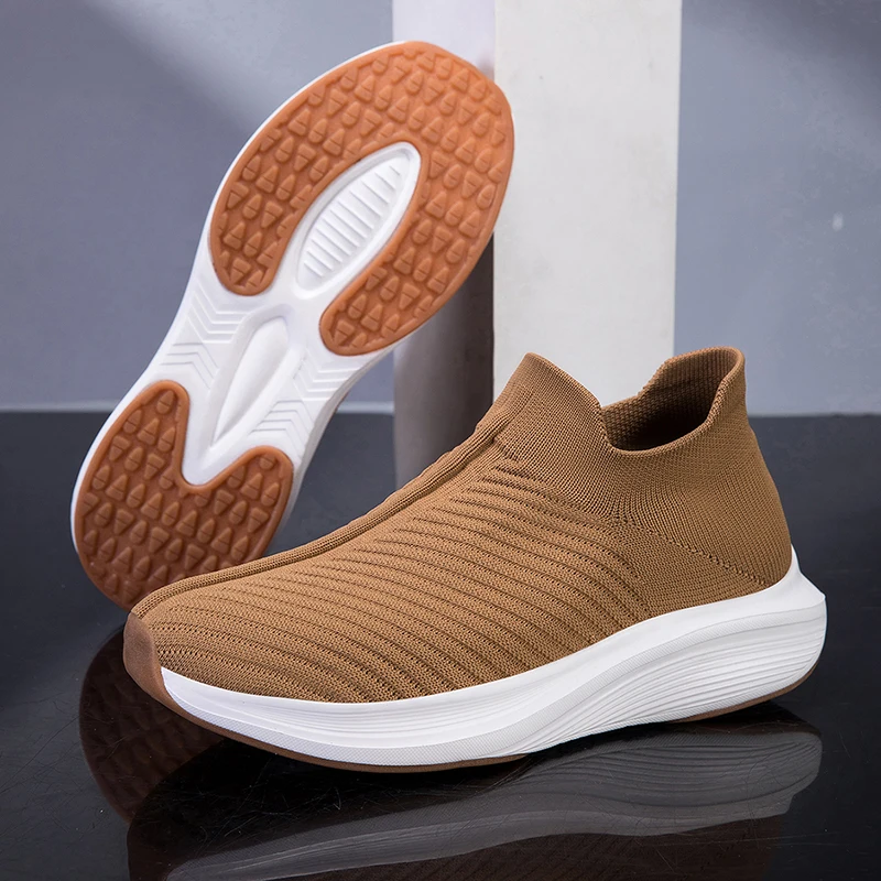 Tênis Slip-On Masculinos Leves para Corrida, Mocassins Respiráveis com Sola Macia e Amortecida, Antiderrapantes para Caminhada e Esporte Casual