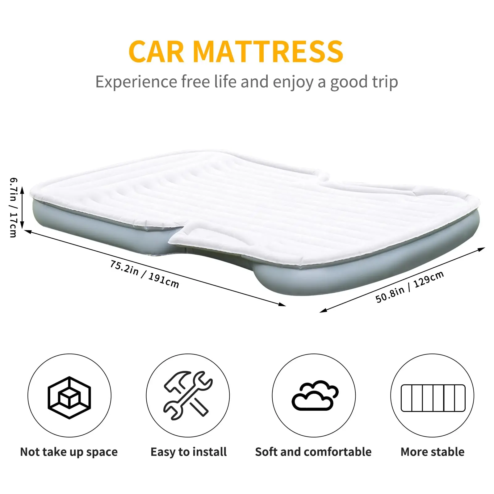 Inflatable SUV Mattress Thickened and Flocked Air Mattress with Built-in Electric Pump Car Camping Mattress Rear Seat Car Bed