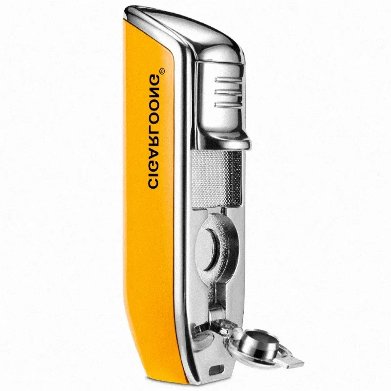 CIGARLOONG Cigar Three-flame Torch Flame Lighter, Windproof Straight-through Metal Personalized Creative Portable Cigar Lighter