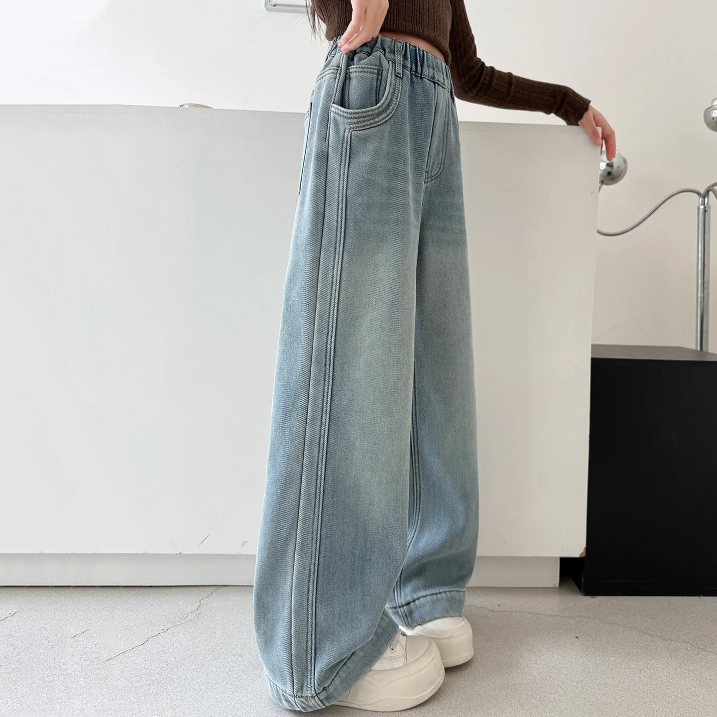Teenage Girls Jeans 2026 Spring Autumn Casual Fashion Loose Kids Retro Korea Denim Pants Children Trousers 5-14 Years