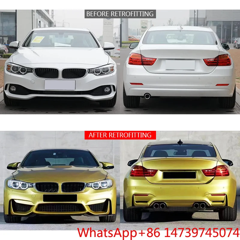 2013-2020 4 Series F32 M4 Style Full Body Surround Kit Front Rear Bumper Side Skirt Complete Mod PartsCar Parts Body Kit