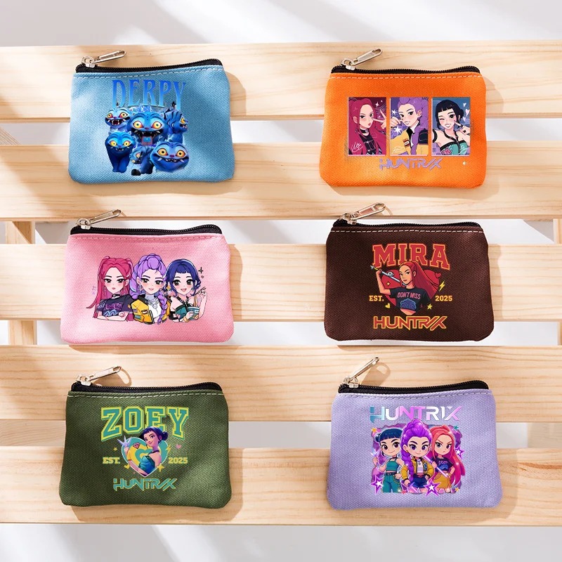 

KPop Demon Hunters Coin Key Small Zipper Pattern Purses Lady Fresh Canvas Coin Wallet Cute Girl Earphone Money Storage Bag Pouch