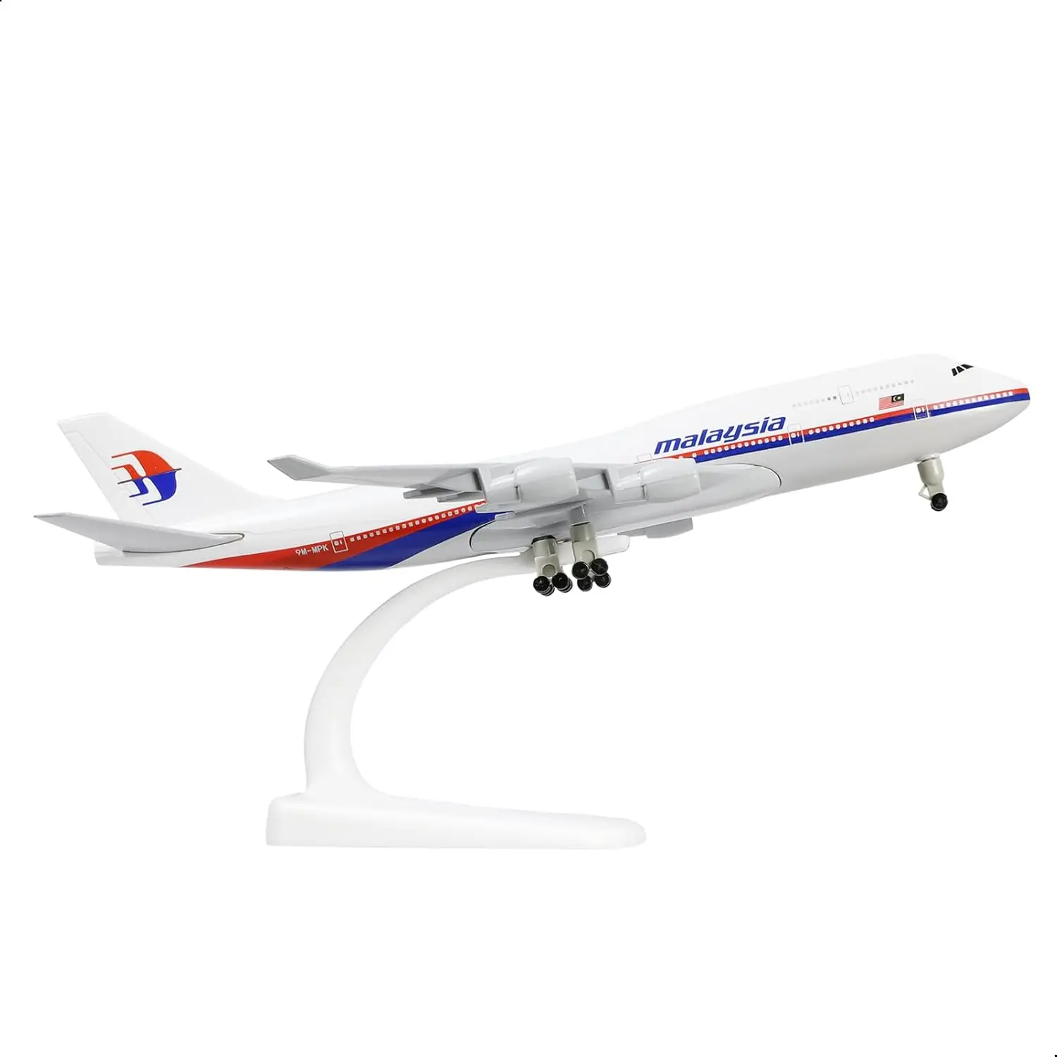 Modèles d'avions B747 de Malaisie de 20 cm, kits de modèles d'avions en métal à l'échelle 1/300, pour collection, exposition ou cadeau pour enfant