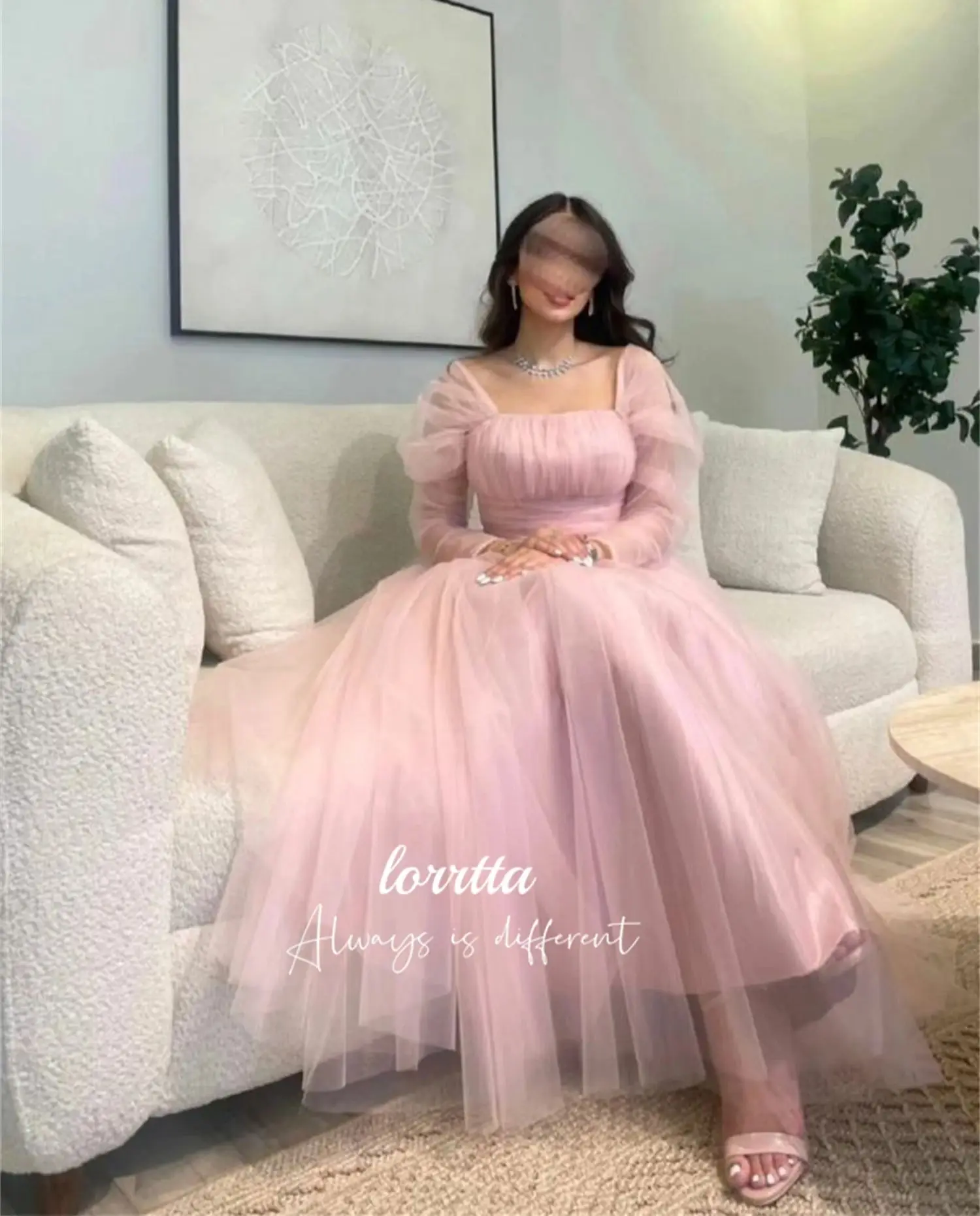 Lorrtta Pink Eid Dress Grace Evening Line A Mesh Customized Dresses 2024 Prom Gown Ball Gowns Robe De Soiree Femmes Wedding