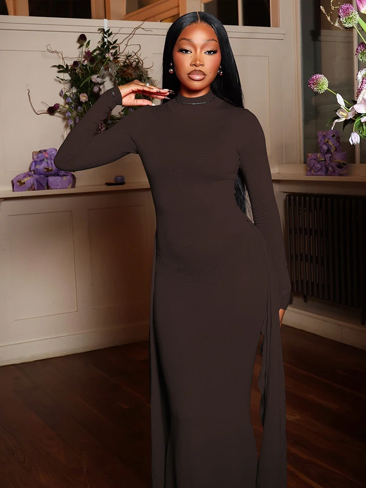 Estranho gato elegante vestido bandagem feminino manga cheia 2025 primavera tendência estiramento magro férias festa de aniversário streetwear vestidos