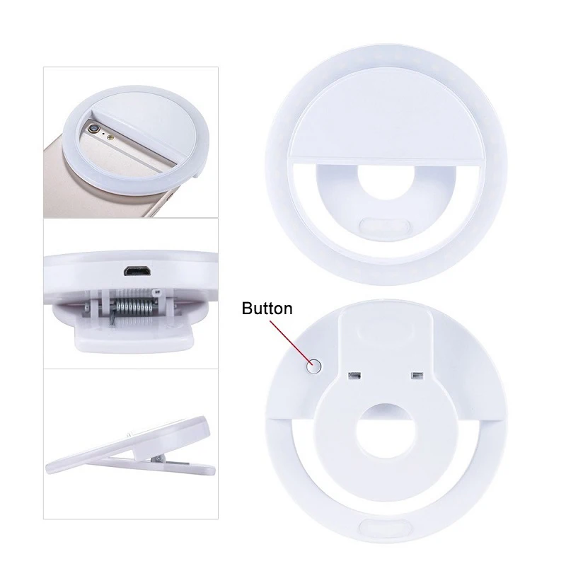 USB تهمة LED Selfie الدائري ضوء الإضاءة التكميلية ليلة الظلام Selfie تعزيز للهاتف ملء الضوء