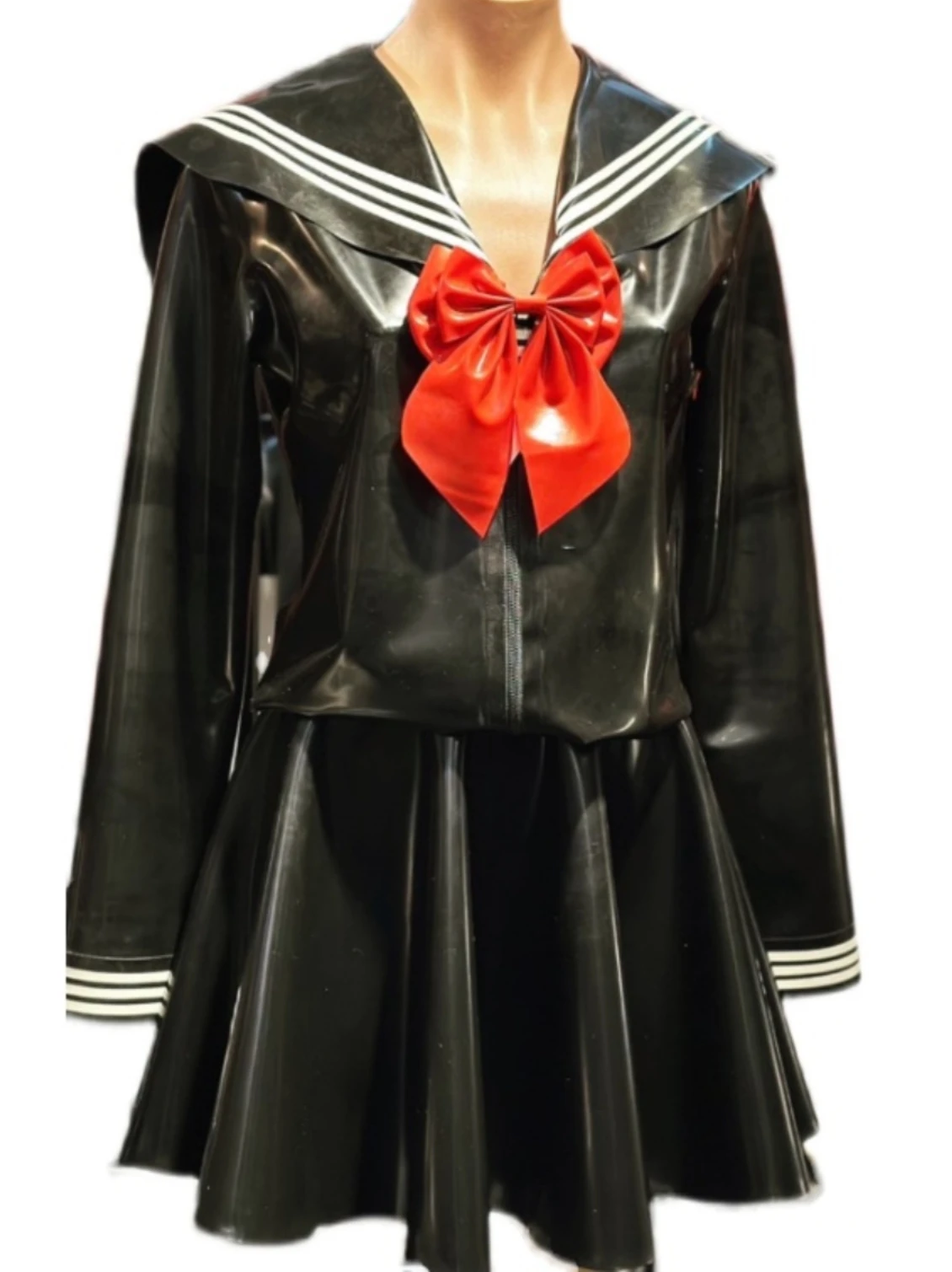 Irelia H Store Custom size made Nature Latex JK Uniform Sailor Suit skirt Cosplay Costume