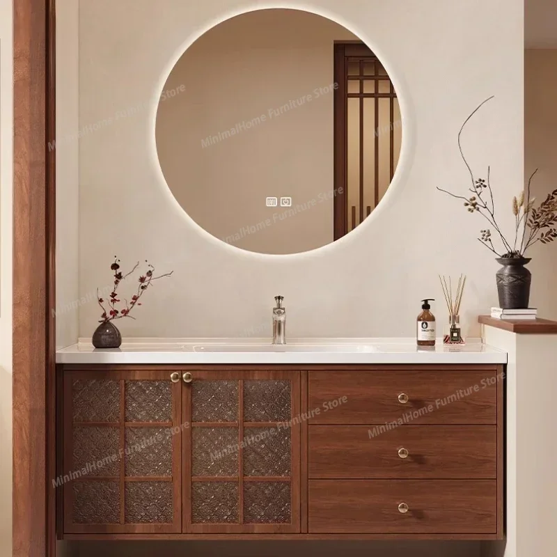 Storage Locker Luxury Bathroom Cabinet Ceramic Integrated Basin Washbasin Combination Penetration Anal Bathroom Furniture