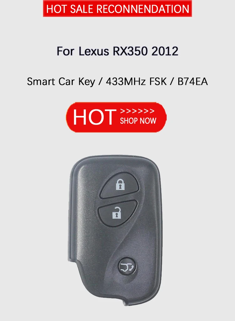 89904-48641 B74EA llavero inteligente para Lexus RX350 RX300 LX570 llave remota de coche 271451-5290 F433 2 botones llavero 433,92 Mhz 4D Chip