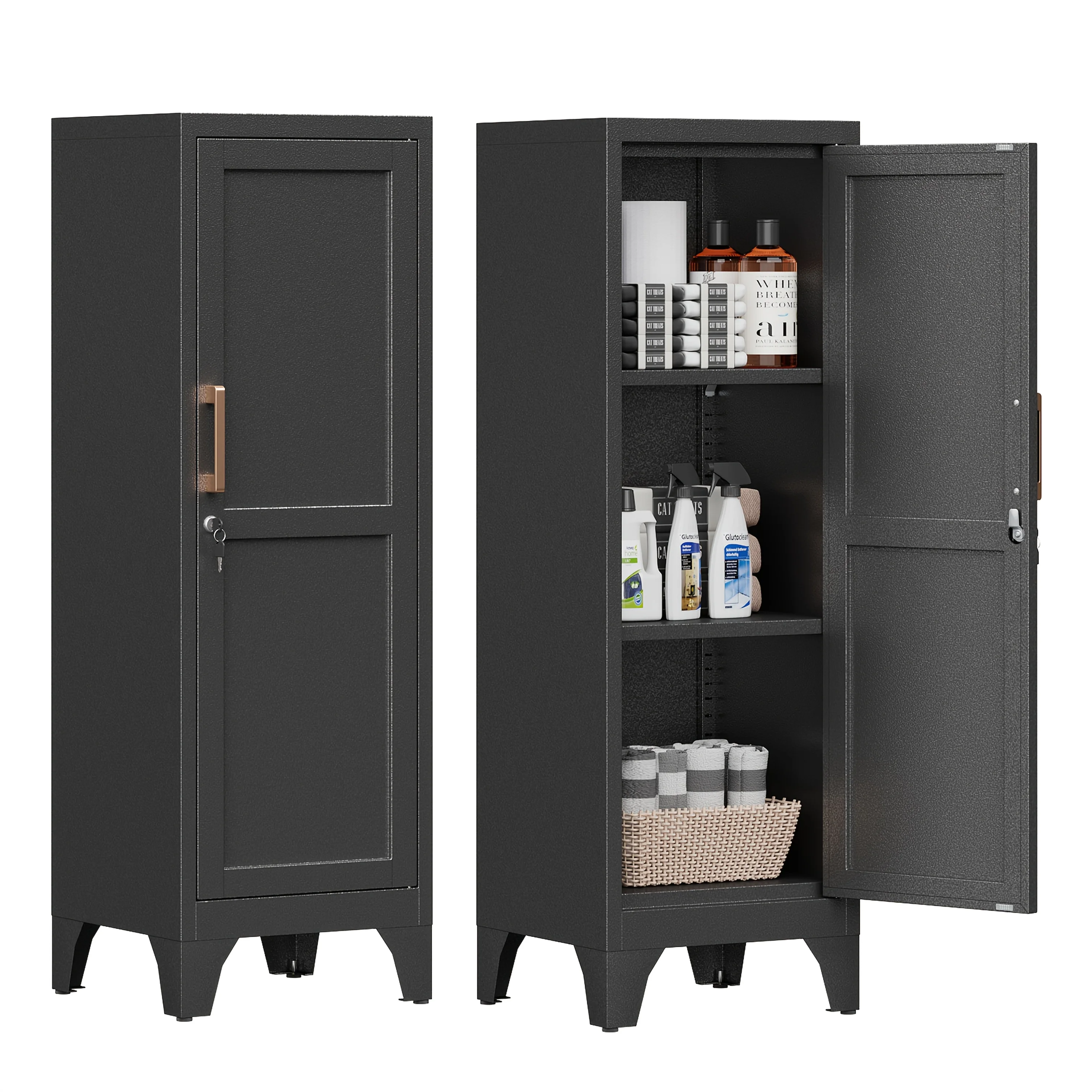 

Heavy-Duty Metal Locker Storage Cabinet, Adjustable Shelves & Spacious Door Storage (≥3.2 Cu Ft) for Home, Office