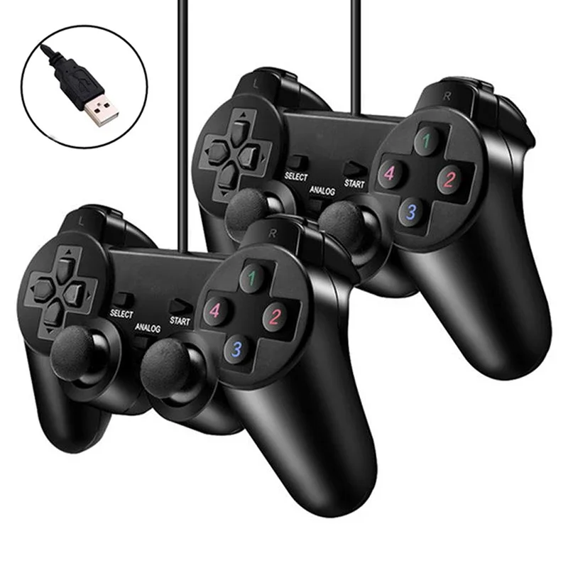 Controlador de juego con cable USB para PC, mando para WinXP/Win7/8/10, Joypad para PC, Windows, ordenador, portátil, Joystick de juego negro