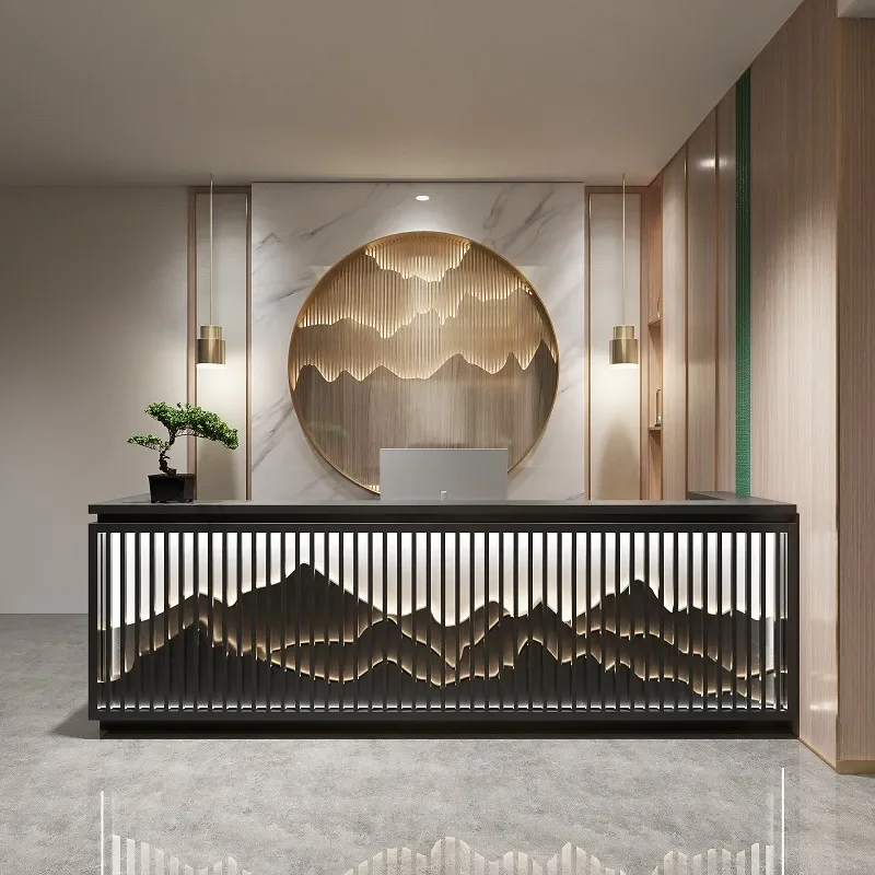 Chinese Style Reception Desk for Small Shop Teahouse Yoga Studio Bar Hotel Front Office Counter Furniture