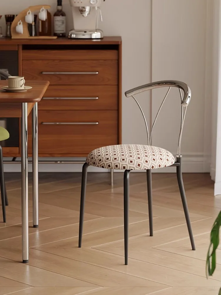 Nordic Stainless Steel Soft Pack Dining Chairs,Modern Living Room,Dining Room,Backrest Chair Furniture Stool