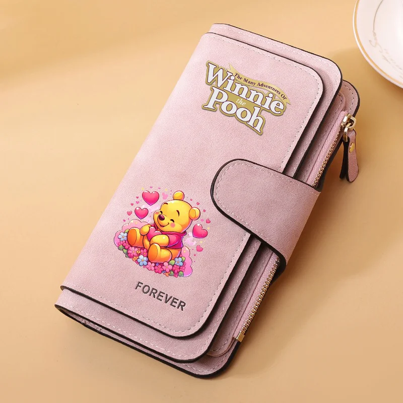 

Winnie the Pooh Buckle Women Wallets Long Leather Top Quality 15 Card Holder Classic Female Purse Zipper Wallet For Ladies