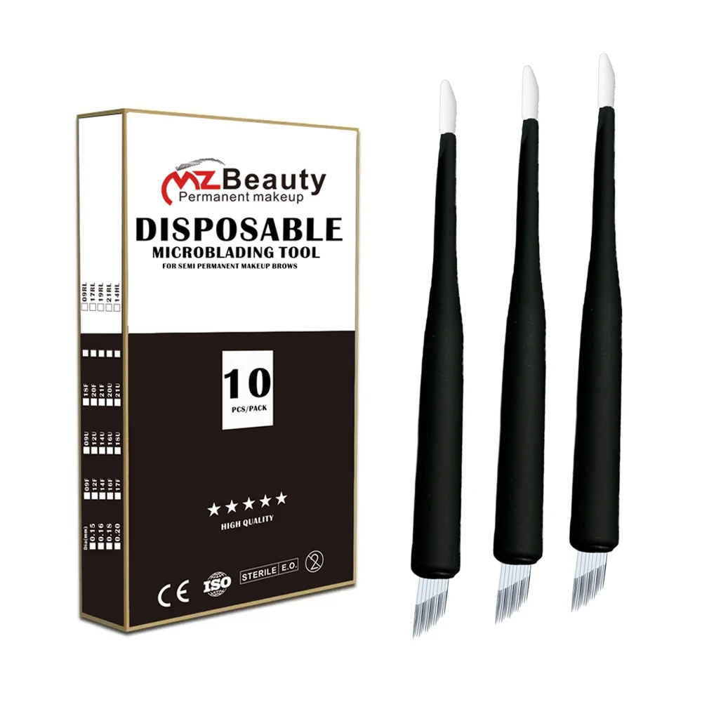 Triple Row 16Pins Disposable Microblading Eyebrow Pen Microblades Tools Shading Needles Blades Holder Manual Hand PMU Supplies