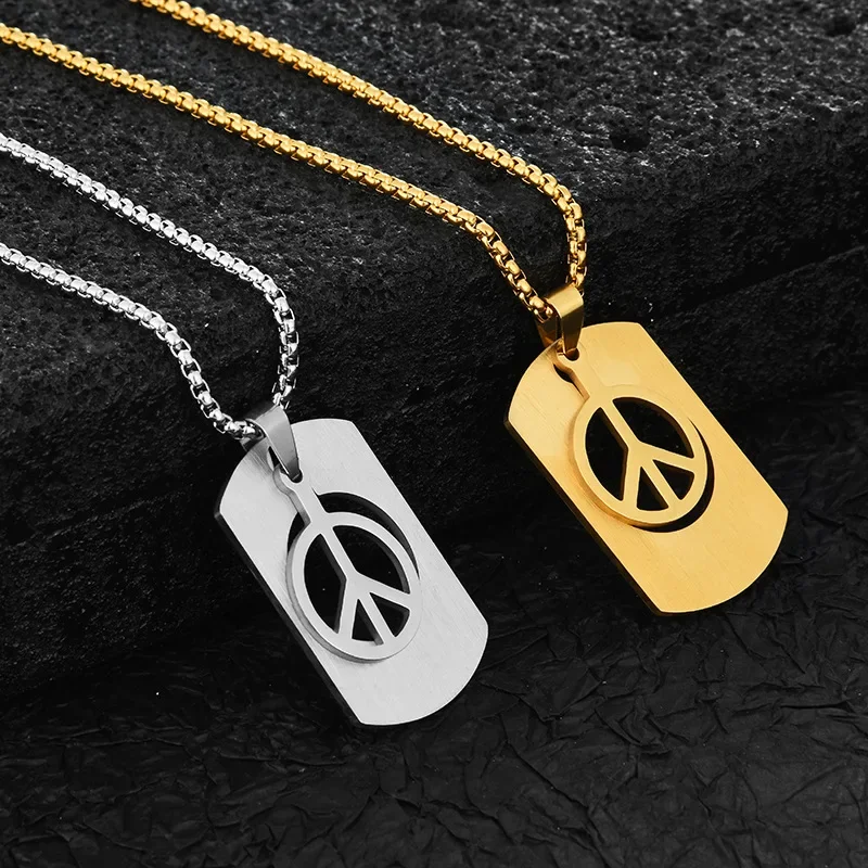Individuelle Hip-Hop-Mode-Studentenanhänger für Männer und Frauen, Retro- und einfache Halsketten mit Kriegs- und Friedenssymbolen