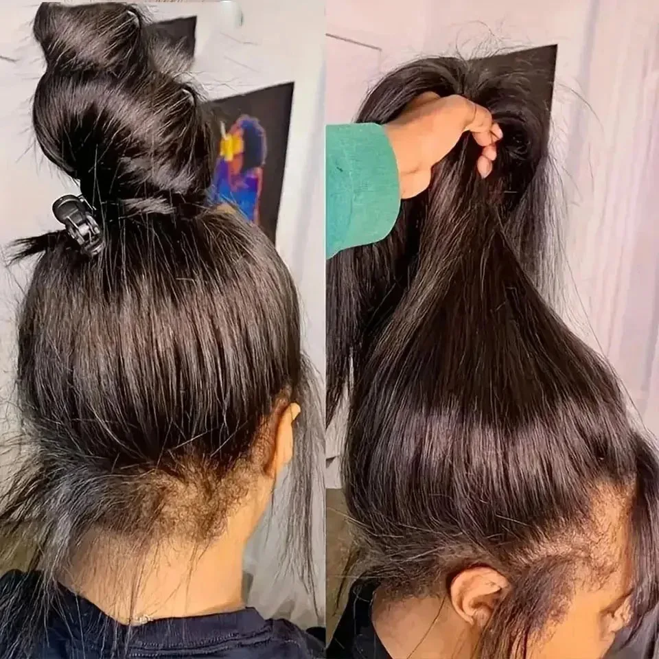 

180 Density 13x4 Black Lace Front Wigs Glueless Bone Straight Lace Front Wig Brazilian Hair HD Lace Wig Daily Wear Party