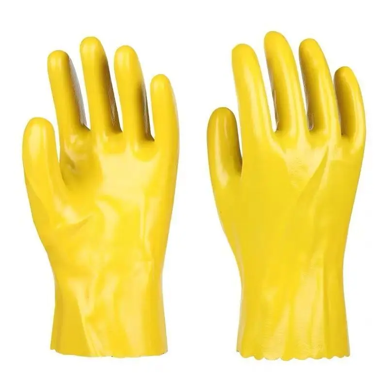 Heavy-Duty Plastic Coated Work Gloves - Oil/Acid/Alkali Resistant, Non-Slip Grip Waterproof Protective Gloves