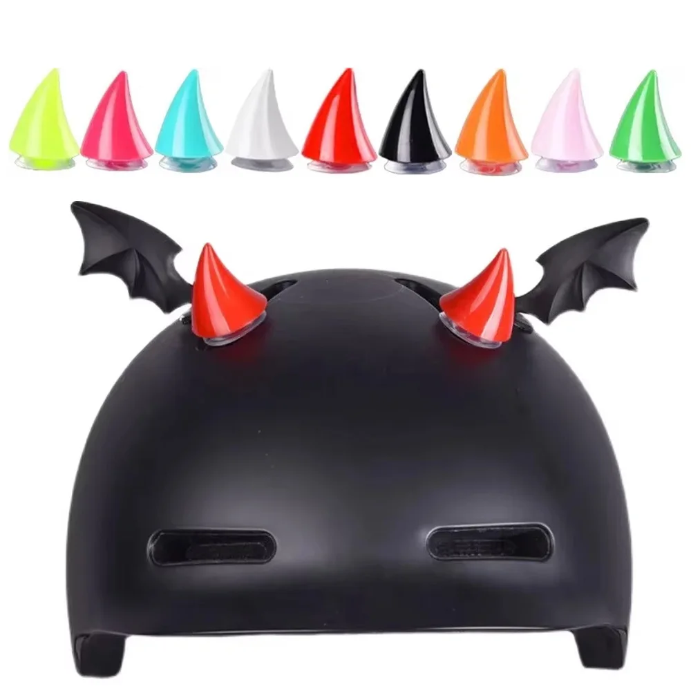 2Pcs Motorcycle Helmet Ornaments Devil Wings Colorful Horns Universal Motorbike Bicycle Car Styling Decoration Helmet Stickers