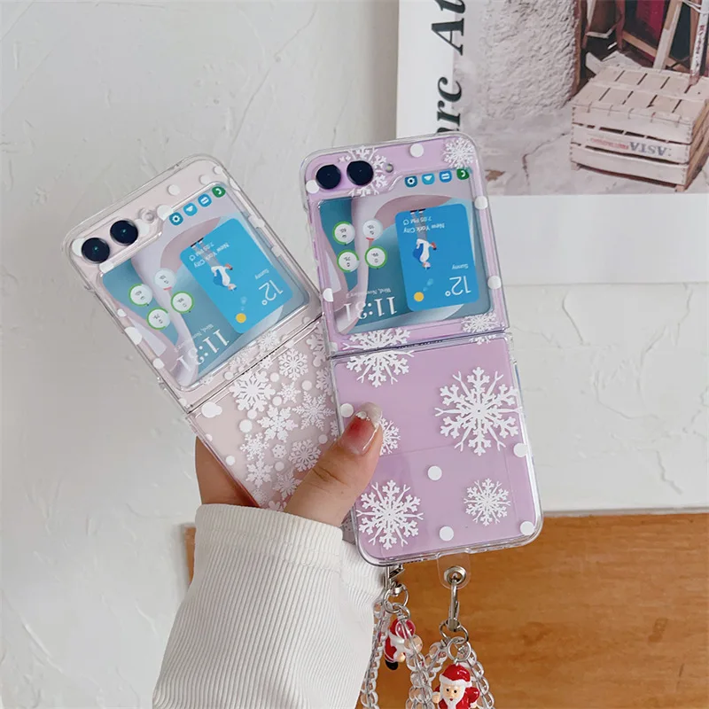 Beautiful Snowflakes Phone Case for Samsung Galaxy Z Flip 3 Z Flip 4 Z Flip 5 Hard PC Back Cover for ZFlip5 Case Shell