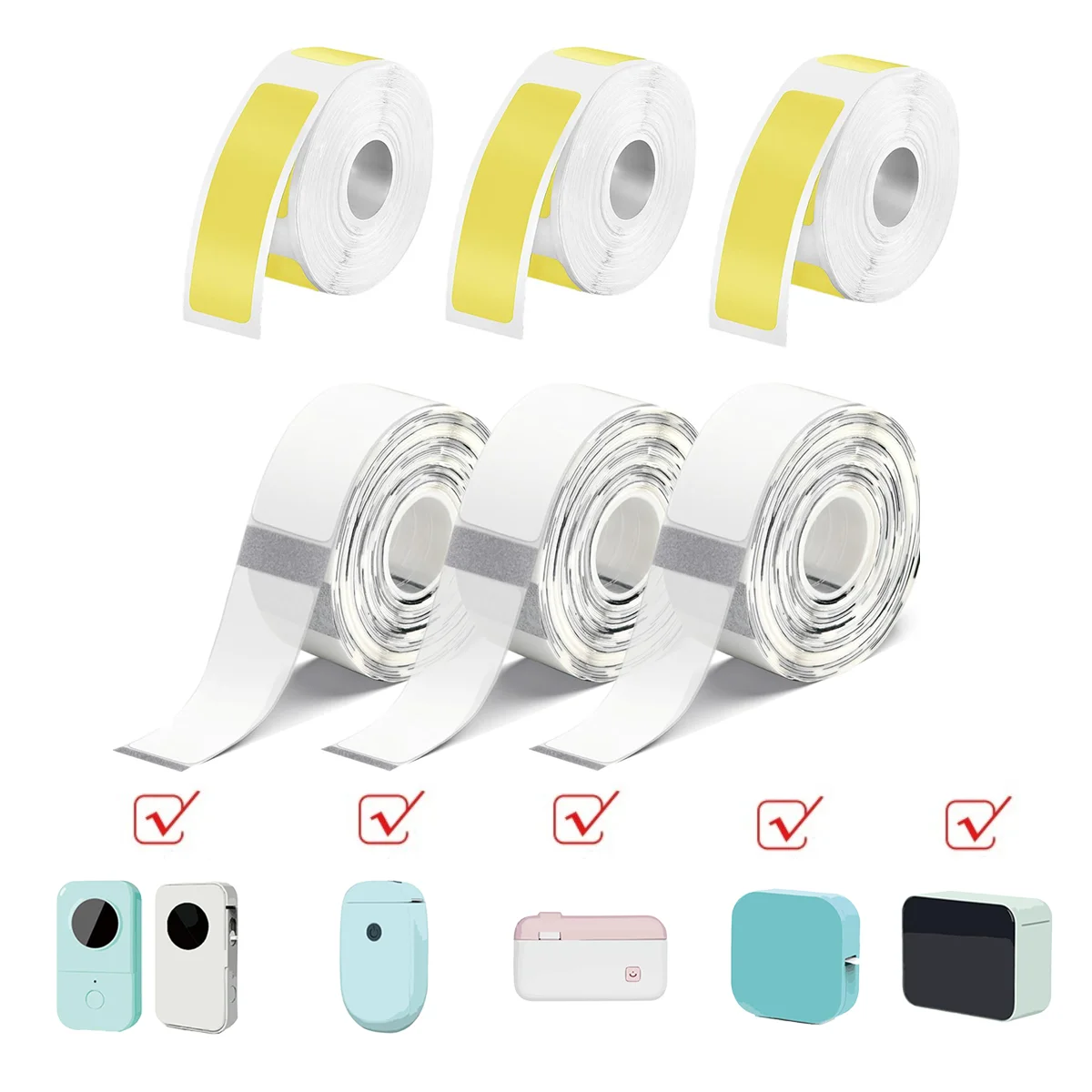 12x40mm Transparent/Yellow Label Tape,Suitable Waterproof Applicable For D30/Q30/P15/P11/L11 Label Printers,Suitable For Offices