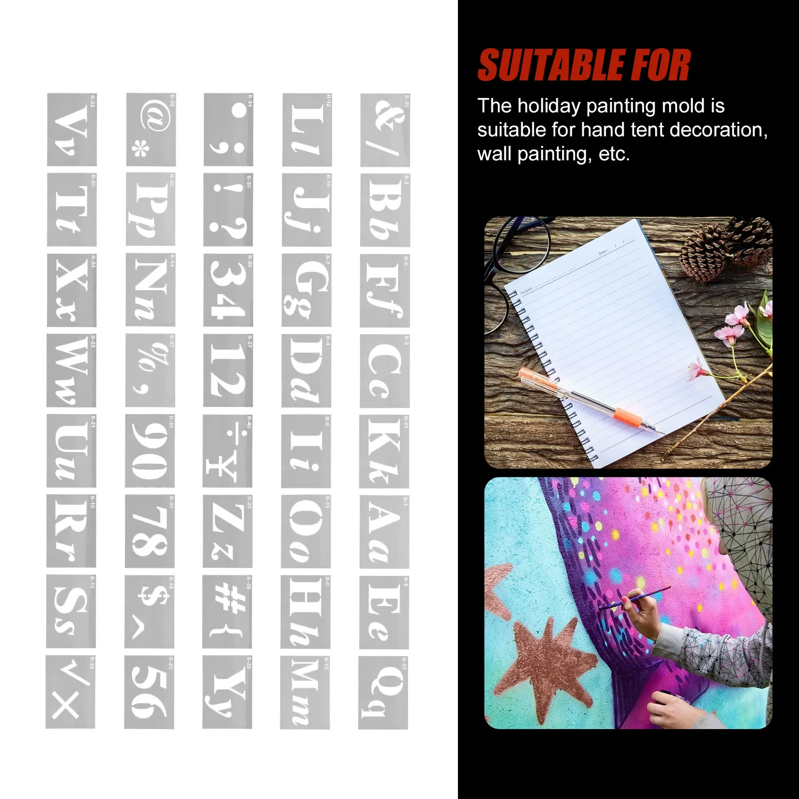 DIY 再利用可能な洗えるプラスチック文字ステンシル壁画ハンドアカウント装飾小さなスプレーステンシル日常使用アート