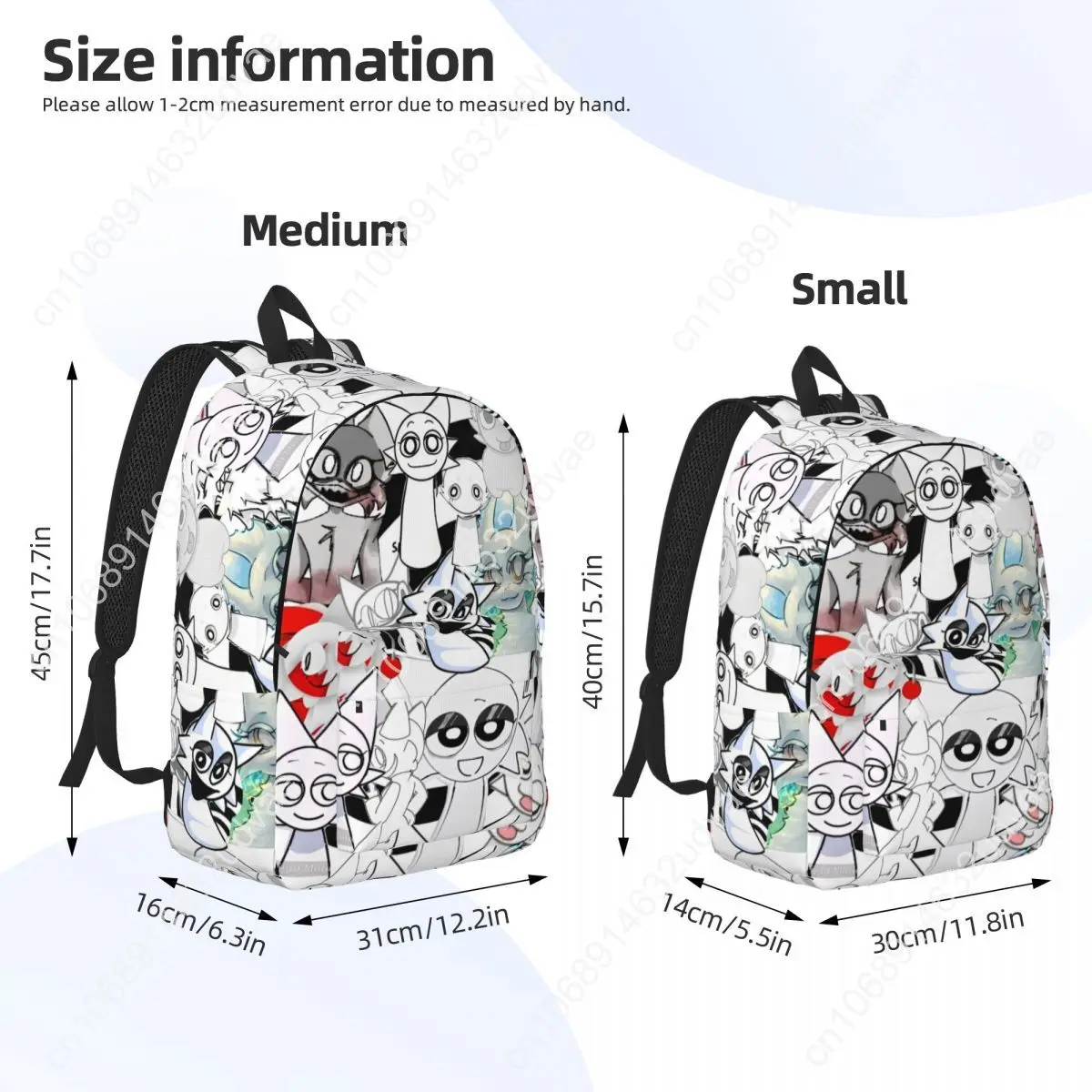 Sprunki Incredibox Wenda Teenage Backpack with Pocket Student Hiking Travel Beats Game Daypack for Men Women Laptop Shoulder Bag