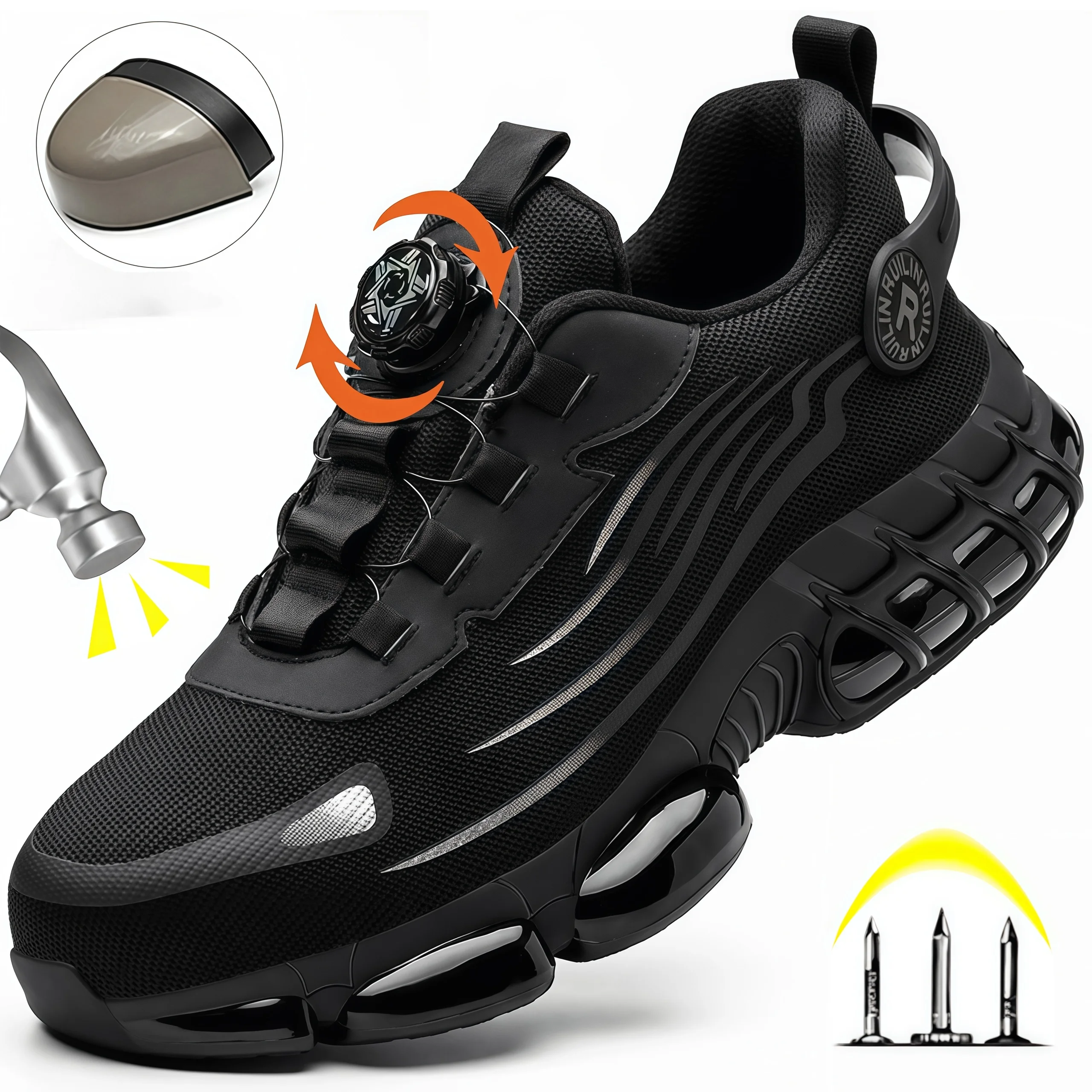 

Неразрушимые защитные ботинки со стальным носком для мужчин и женщин, с поворотной застежкой, легко надеваемые, для работы и активного отдыха ﻿