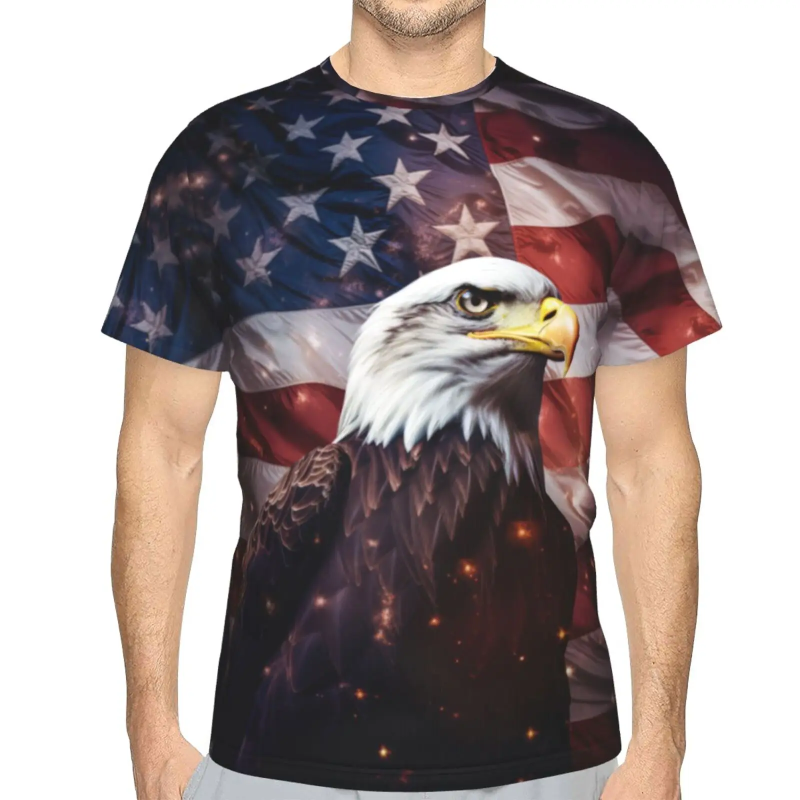 

Men's Vintage T-Shirt Personalized Eagle Pattern 3D Short Sleeve Streetwear Top Casual Sports Fitness Loose