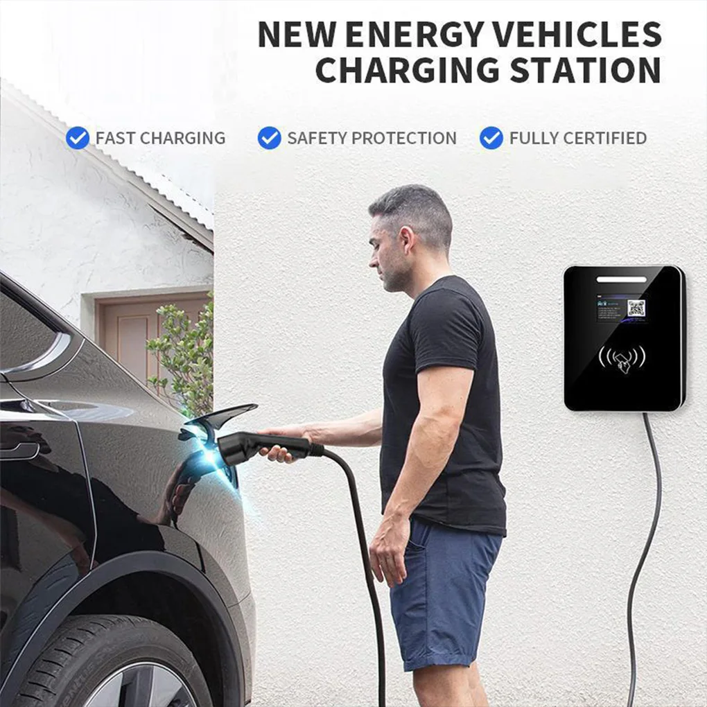 สถานีชาร์จรถยนต์ไฟฟ้าแบบ TYPE-2 พร้อม WIFI/APP/บลูทูธ หน้าจอ 4.3 นิ้ว กำลังไฟ 7KW 32A เครื่องชาร์จรถยนต์ไฟฟ้า TYPE2