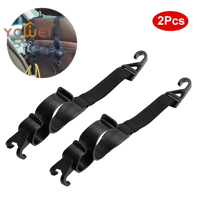 

Latest 2Pcs Car Back Seat Hooks Multi-Function Rear Seat Headrest Hanging Hook Umbrella Holder Seats Back Storage Interior Hooks