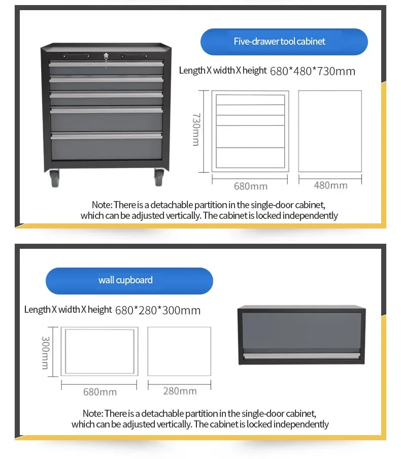 RapDuty-Établi d\'atelier modulaire, armoire à outils, garage, chariots à outils, armoires de rangement