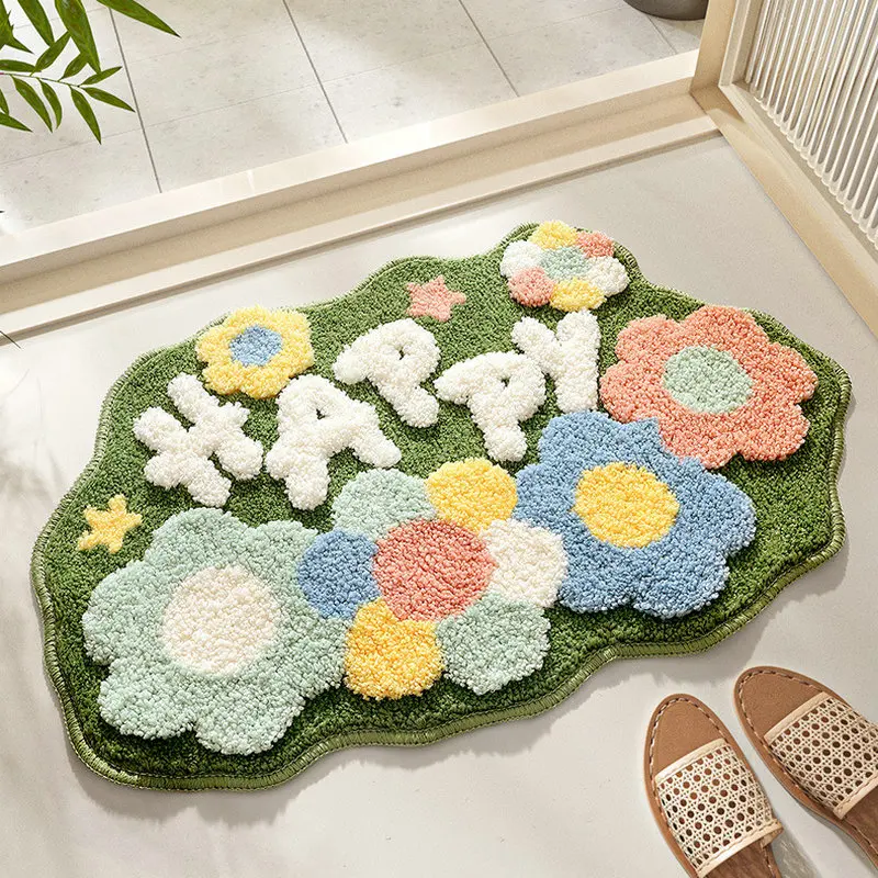 

Green Mosses Doormat Mat Soft Tufted Flower Rug Living Room Bedroom Decor Carpet Waterproof Kitchen Entrance Anti-Slip Bath Mat